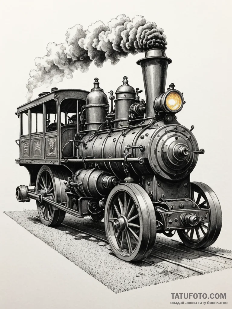 Traction engine, old and steam-powered, but w... - эскиз тату (№1751625067_0, 04.07.2025 10:31) — Tatufoto.com
