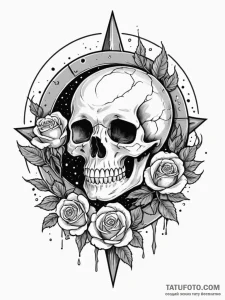 Meteor fragments within bone circle, concept... - эскиз тату (№1751625153_0, 04.07.2025 10:32) — Tatufoto.com