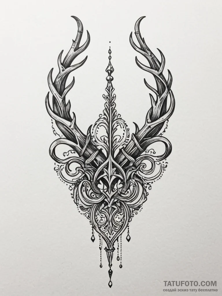 A wishbone, tattoo sketch design, highly deta... - эскиз тату (№1751625326_0, 04.07.2025 10:35) — Tatufoto.com