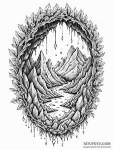 Karst cave with glowing crystals, artistic ta... - эскиз тату (№1751625583_0, 04.07.2025 10:39) — Tatufoto.com