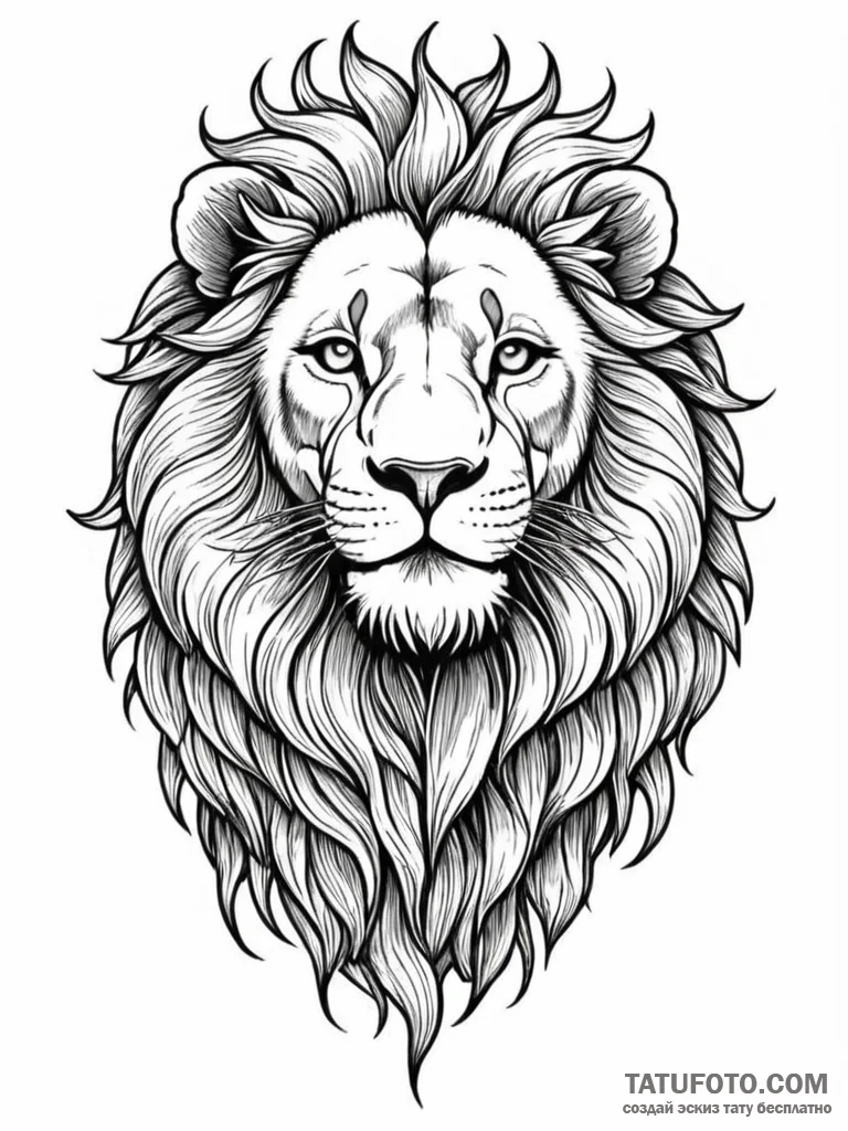 Lion, concept art for tattoo, professional ar... - эскиз тату (№1751625754_0, 04.07.2025 10:42) — Tatufoto.com
