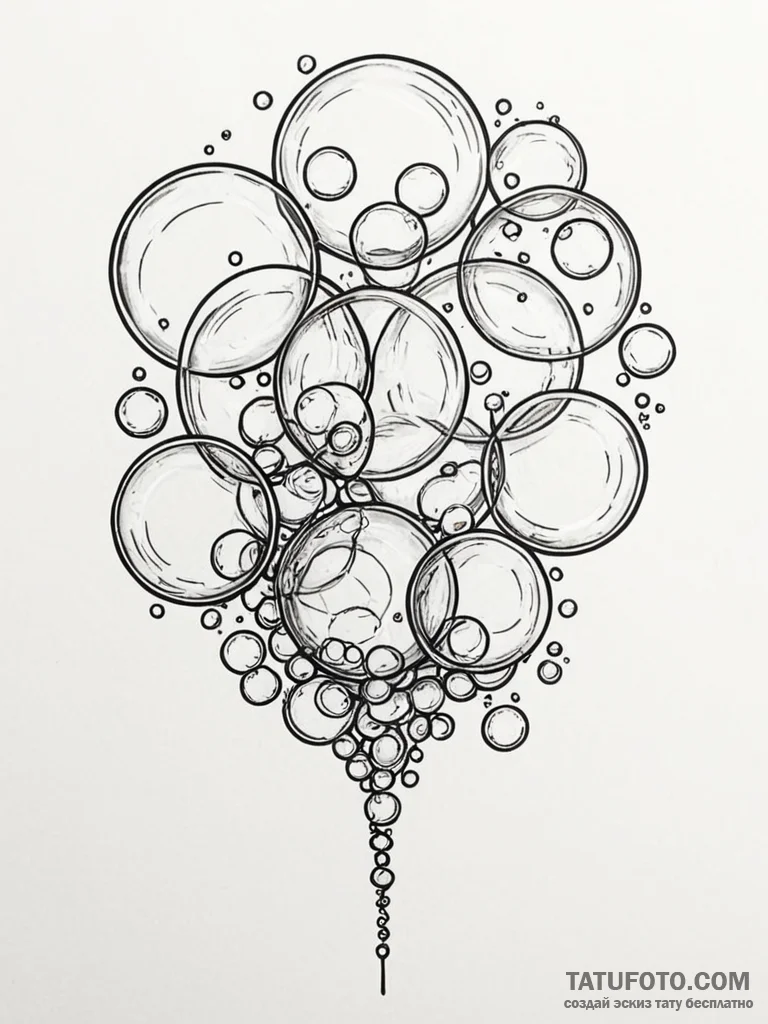A whimsical bubble wand creating giant bubble... - эскиз тату (№1751625839_0, 04.07.2025 10:43) — Tatufoto.com