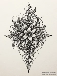 Quickthorn vine piercing relic, artistic tatt... - эскиз тату (№1751626010_0, 04.07.2025 10:46) — Tatufoto.com