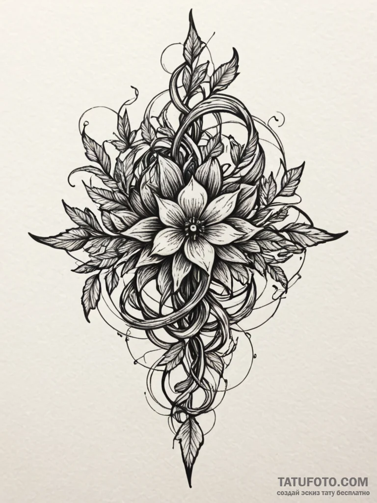 Quickthorn vine piercing relic, artistic tatt... - эскиз тату (№1751626010_0, 04.07.2025 10:46) — Tatufoto.com