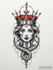 Needle serpent piercing bone crown, artistic... - эскиз тату (№1751626096_0, 04.07.2025 10:48) — Tatufoto.com
