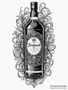 Single malt scotch bottle, classic label, art... - эскиз тату (№1751626264_0, 04.07.2025 10:51) — Tatufoto.com