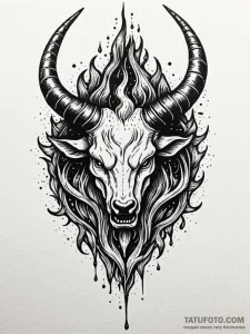 Horned relic devouring celestial flame, conce... - эскиз тату (№1751627120_0, 04.07.2025 11:05) — Tatufoto.com