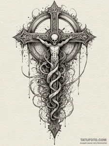 Ravenous maw beneath spectral arch, tattoo li... - эскиз тату (№1751627379_0, 04.07.2025 11:09) — Tatufoto.com