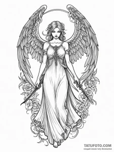 Angel of death with scythe, tattoo drawing ou... - эскиз тату (№1751627892_0, 04.07.2025 11:18) — Tatufoto.com