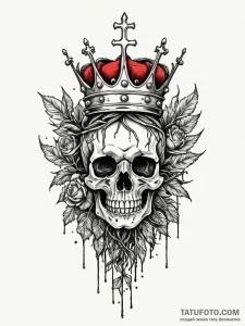Corroded crown buried in roots, tattoo flash... - эскиз тату (№1751628148_0, 04.07.2025 11:22) — Tatufoto.com