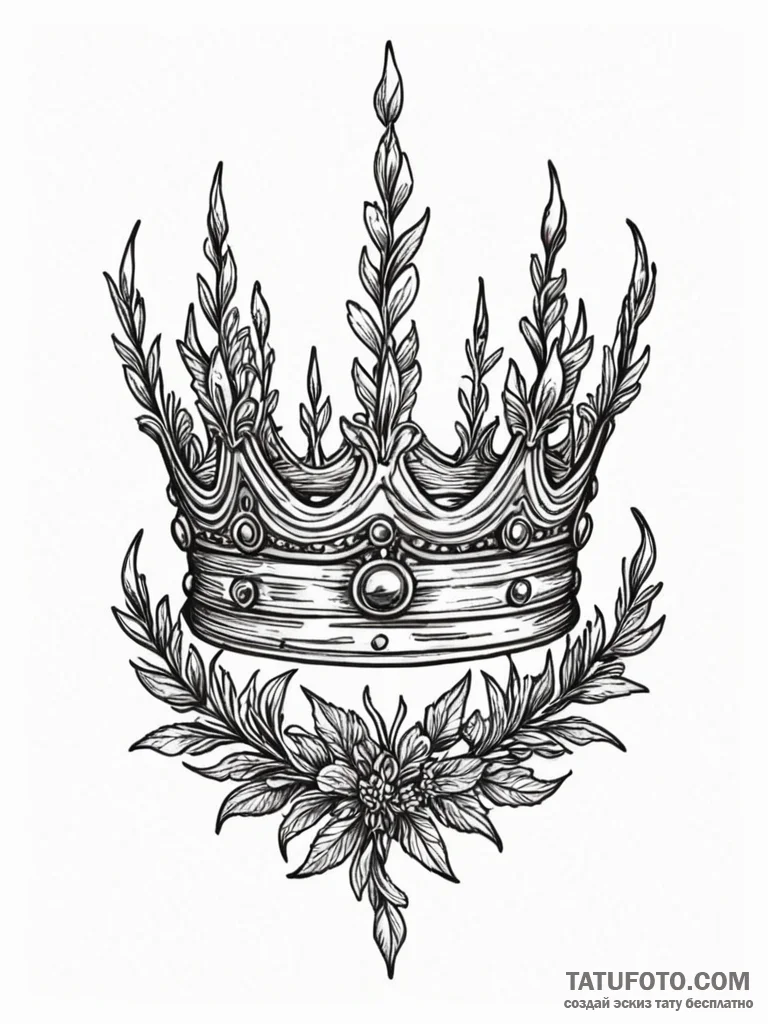 Crown made of twisted silver and interwoven l... - эскиз тату (№1751628234_0, 04.07.2025 11:23) — Tatufoto.com