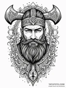 Bearded axe wreathed in ancient runes, tattoo... - эскиз тату (№1751628319_0, 04.07.2025 11:25) — Tatufoto.com