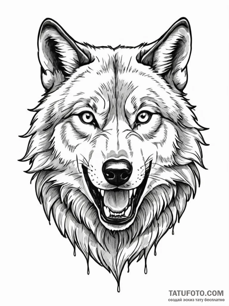 Wolf grin - эскиз тату (№1751628490_0, 04.07.2025 11:28) — Tatufoto.com