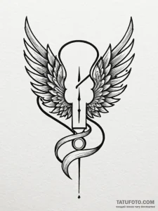 Hermes' wings, artistic tattoo sketch, minima... - эскиз тату (№1751629695_0, 04.07.2025 11:48) — Tatufoto.com
