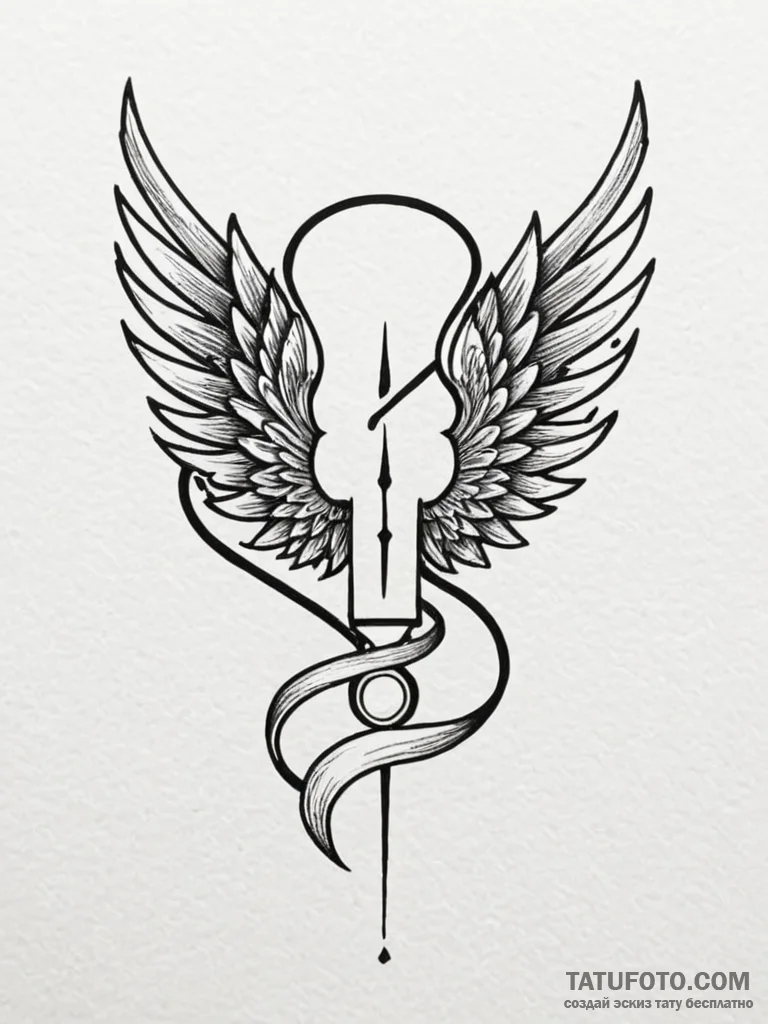 Hermes' wings, artistic tattoo sketch, minima... - эскиз тату (№1751629695_0, 04.07.2025 11:48) — Tatufoto.com