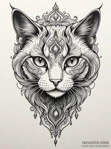 Ashen cat with hollow eyes, tattoo line art,... - эскиз тату (№1751630041_0, 04.07.2025 11:54) — Tatufoto.com