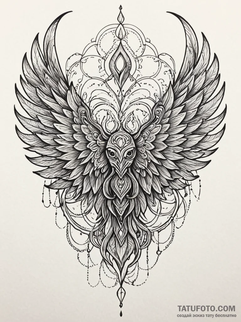 Molten wings tearing veil, tattoo drawing out... - эскиз тату (№1751630127_0, 04.07.2025 11:55) — Tatufoto.com
