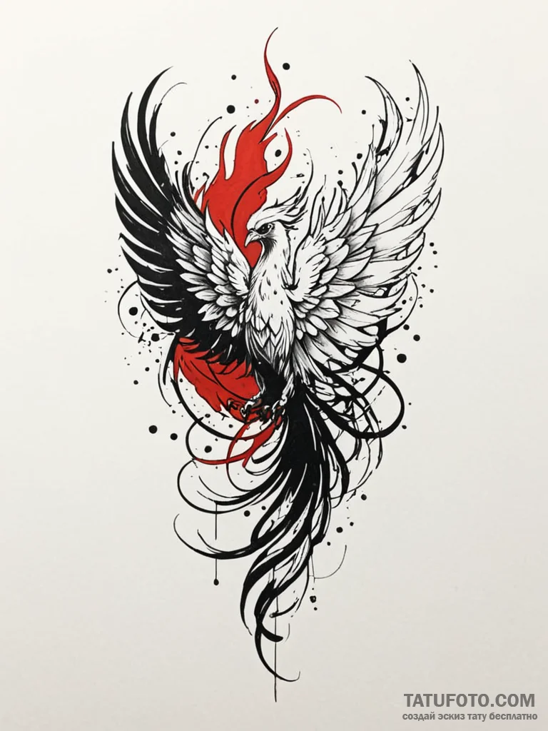 Phoenix feather trapped in ice, tattoo drawin... - эскиз тату (№1751630303_0, 04.07.2025 11:58) — Tatufoto.com