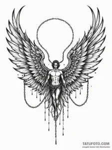 Chained wings broken and burned, concept art... - эскиз тату (№1751634584_0, 04.07.2025 13:09) — Tatufoto.com