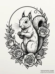 Squirrel, concept art for tattoo, on a clean... - эскиз тату (№1751634671_0, 04.07.2025 13:11) — Tatufoto.com