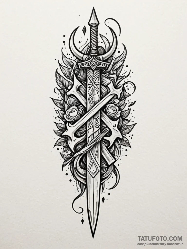 Knife etched with bone runes, tattoo flash sh... - эскиз тату (№1751634757_0, 04.07.2025 13:12) — Tatufoto.com