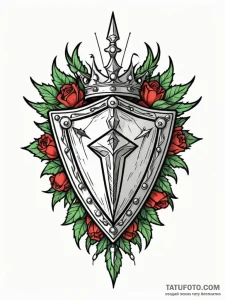 Kite shield crowned with thorns, tattoo drawi... - эскиз тату (№1751635015_0, 04.07.2025 13:16) — Tatufoto.com