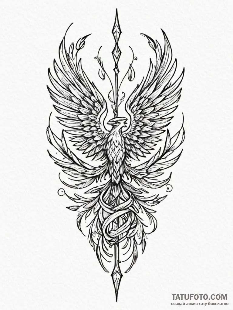 Quiver of arrows, each fletched with a phoeni… — эскиз тату (№1751635362_0, 04.07.2025 13:22) — Tatufoto.com