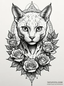 Schrodinger's cat, both alive and skeletal, t... - эскиз тату (№1751635615_0, 04.07.2025 13:26) — Tatufoto.com