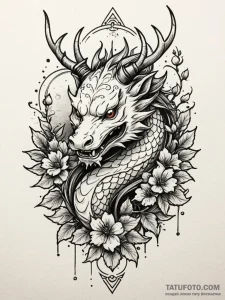 Spectral stag crowned with ivy, tattoo line a... - эскиз тату (№1751635872_0, 04.07.2025 13:31) — Tatufoto.com