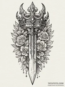 Dagger within frozen crown, ink illustration... - эскиз тату (№1751635957_0, 04.07.2025 13:32) — Tatufoto.com
