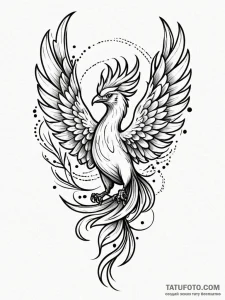Phoenix, tattoo line art, soft whip shading,... - эскиз тату (№1751636042_0, 04.07.2025 13:34) — Tatufoto.com