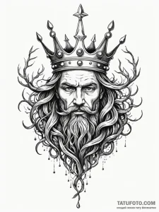 Black crown entangled in roots, artistic tatt... - эскиз тату (№1751636213_0, 04.07.2025 13:36) — Tatufoto.com