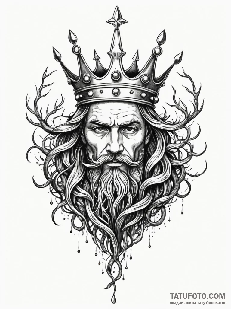 Black crown entangled in roots, artistic tatt… — эскиз тату (№1751636213_0, 04.07.2025 13:36) — Tatufoto.com