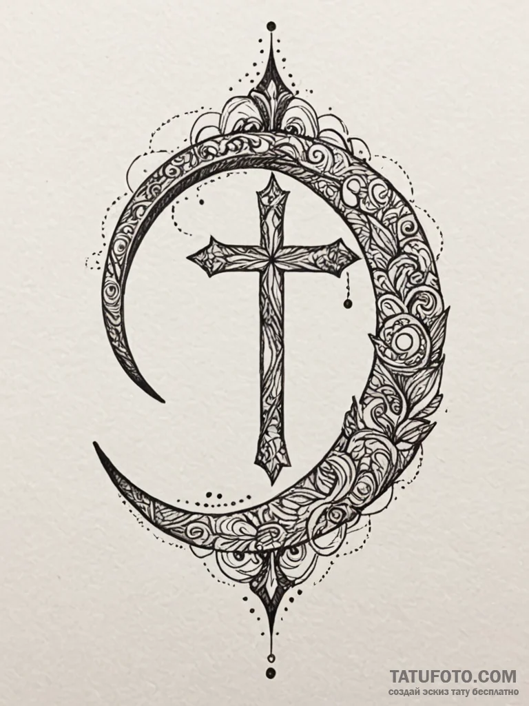 Crescent moon, tattoo line art, professional... - эскиз тату (№1751636639_0, 04.07.2025 13:43) — Tatufoto.com