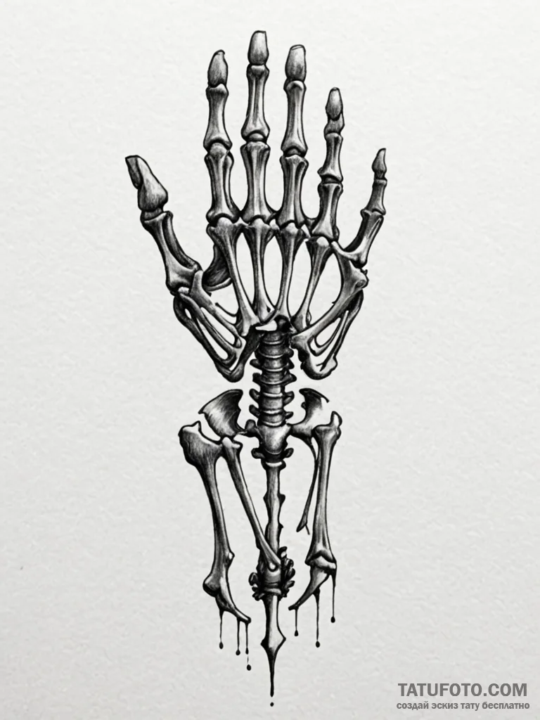 X-ray view of a skeleton, showing old, healed... - эскиз тату (№1751637312_0, 04.07.2025 13:55) — Tatufoto.com