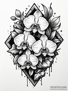 Orchid blooming through stone wall, tattoo fl... - эскиз тату (№1751637569_0, 04.07.2025 13:59) — Tatufoto.com