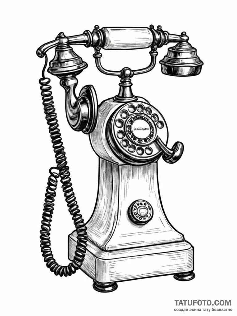 Vintage telephone - эскиз тату (№1751640551_0, 04.07.2025 14:49) — Tatufoto.com