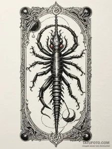 Centipede crawling over a forgotten tarot car... - эскиз тату (№1751640849_0, 04.07.2025 14:54) — Tatufoto.com