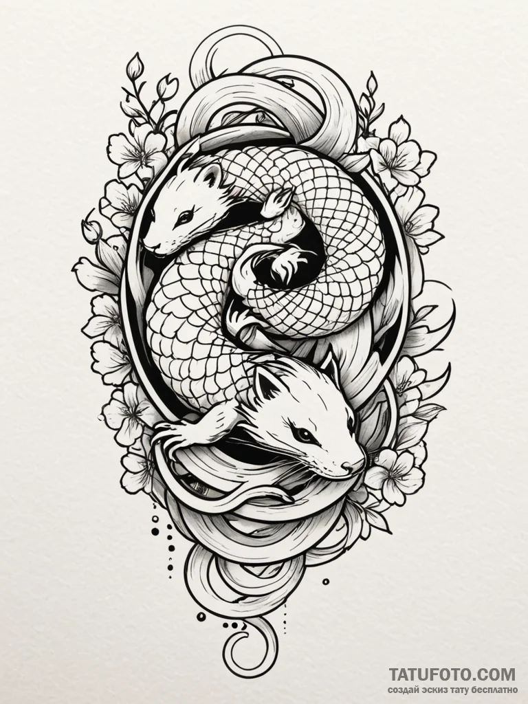 Ferret, tattoo flash sheet design, bold outli... - эскиз тату (№1751641281_0, 04.07.2025 15:01) — Tatufoto.com