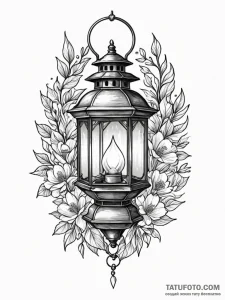 Lantern, tattoo sketch design, muted color pa... - эскиз тату (№1751641455_0, 04.07.2025 15:04) — Tatufoto.com
