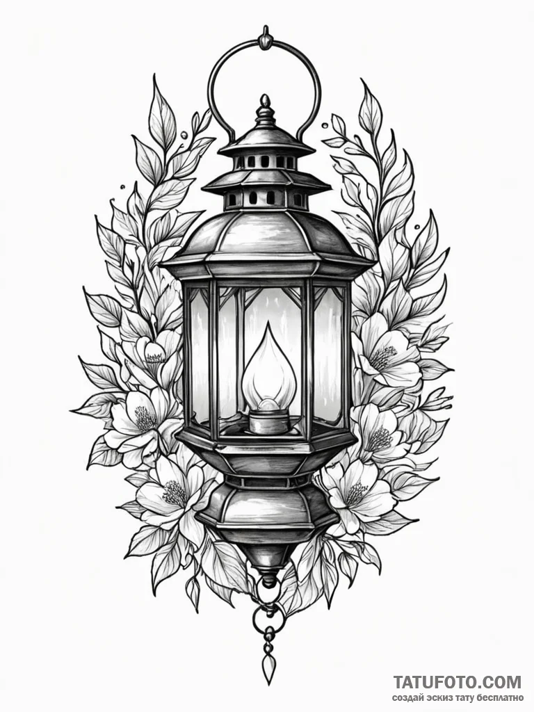Lantern, tattoo sketch design, muted color pa... - эскиз тату (№1751641455_0, 04.07.2025 15:04) — Tatufoto.com