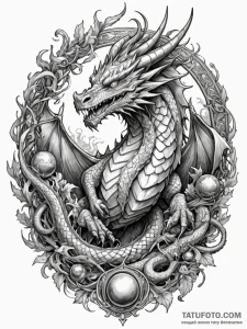 Dragon guarding a hoard of gold, concept art... - эскиз тату (№1751641717_0, 04.07.2025 15:08) — Tatufoto.com