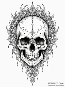 Ashen blade pierced through skull, ink illust... - эскиз тату (№1751641889_0, 04.07.2025 15:11) — Tatufoto.com