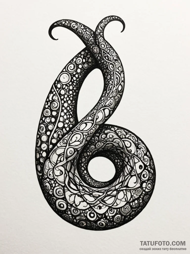 Klein bottle, tattoo drawing outline, dotwork... - эскиз тату (№1751642063_0, 04.07.2025 15:14) — Tatufoto.com