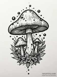 Mushroom spores clouding relic, tattoo drawin... - эскиз тату (№1751642665_0, 04.07.2025 15:24) — Tatufoto.com