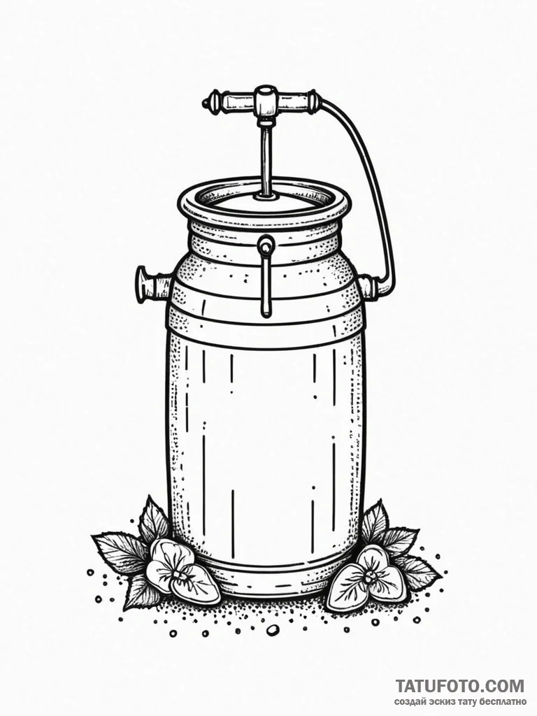 A classic butter churn, old-fashioned,, conce... - эскиз тату (№1751643353_0, 04.07.2025 15:35) — Tatufoto.com