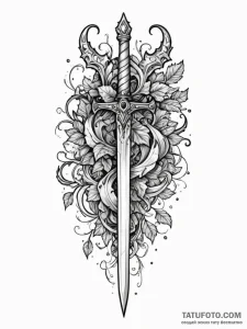 Blood ivy strangling ancient blade, tattoo li... - эскиз тату (№1751643525_0, 04.07.2025 15:38) — Tatufoto.com