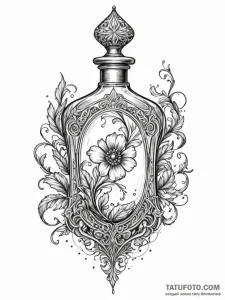 Empty perfume bottle with a single wisp of me... - эскиз тату (№1751643698_0, 04.07.2025 15:41) — Tatufoto.com