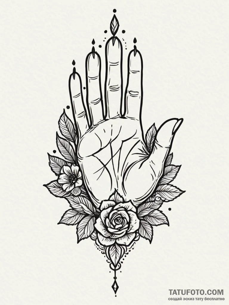 A victorian mourning hand symbol, ink illustr... - эскиз тату (№1751643869_0, 04.07.2025 15:44) — Tatufoto.com