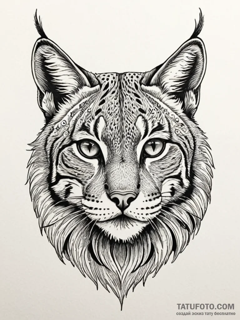 Lynx eyes reflecting void, ink illustration f... - эскиз тату (№1751643955_0, 04.07.2025 15:45) — Tatufoto.com
